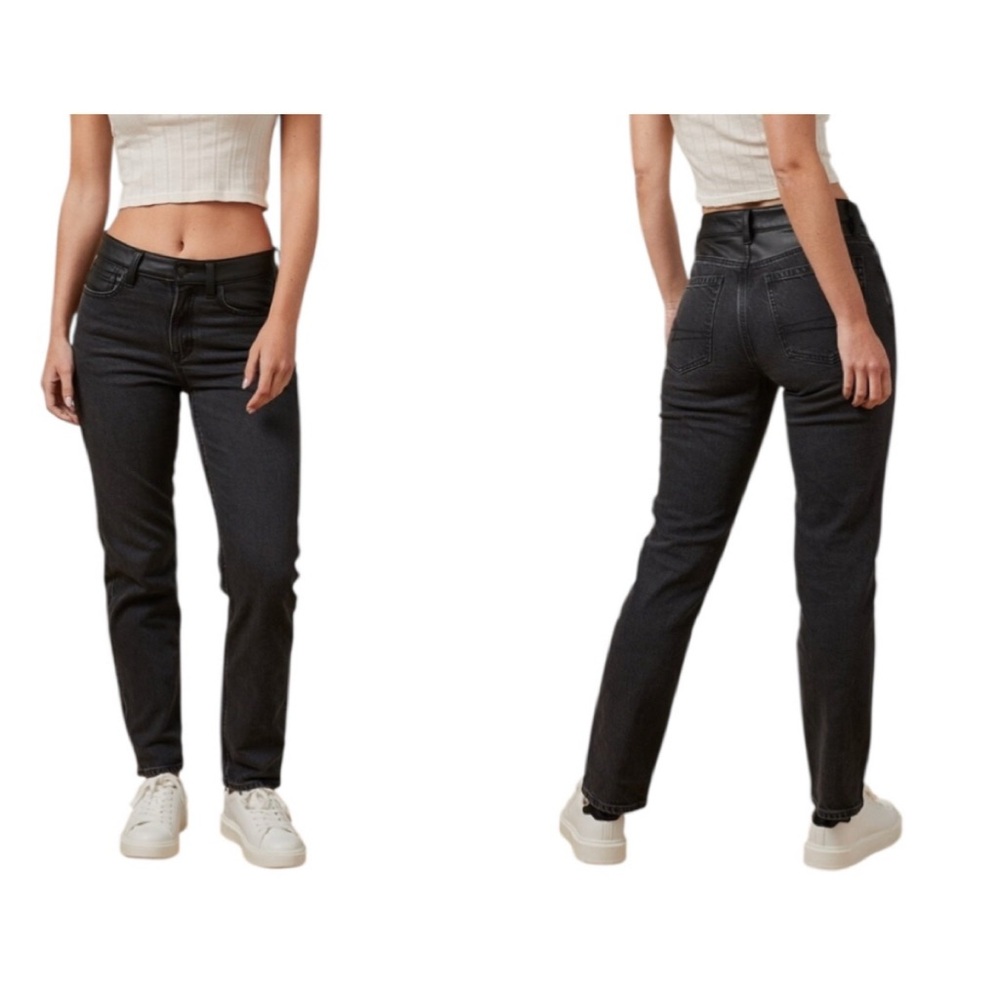 American Eagle Super High-rise ankle straight jeans with vegan leather 16 NWT